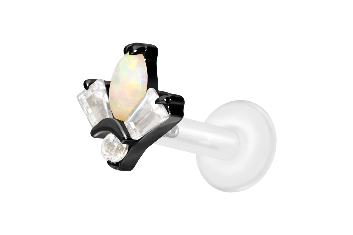 PTFE Labret Piercing mit Innengewinde + Titan-Aufsatz LOTUSBLÜTE